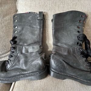 Black Leather Combat Boots